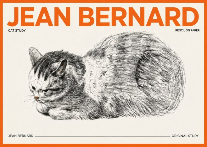 Jean Bernard Cat Study X No3 - Póster