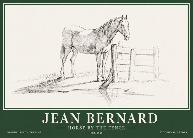 Jean Bernard Horse by the Fence No3 - Póster