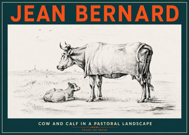 Jean Bernard Cow and Calf in a Pastoral Landscape No4 - Póster