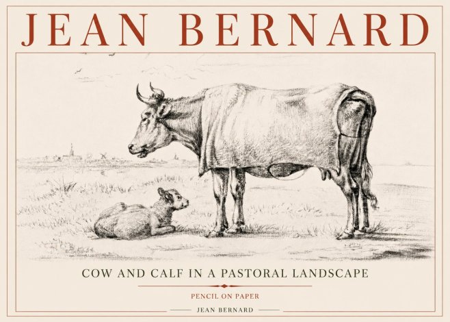 Jean Bernard Cow and Calf in a Pastoral Landscape No5 - Póster