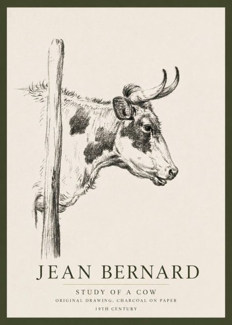 Jean Bernard Study of a Cow XVII No3 - Póster