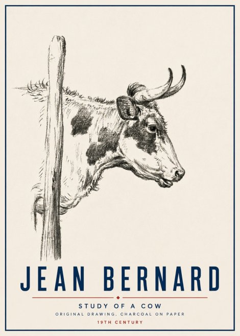 Jean Bernard Study of a Cow XVII No5 - Póster