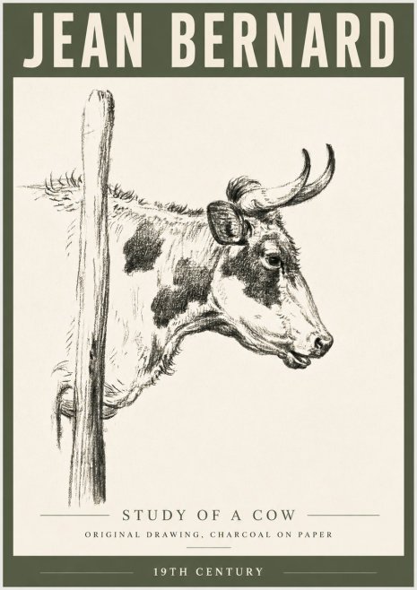 Jean Bernard Study of a Cow XVII No6 - Póster