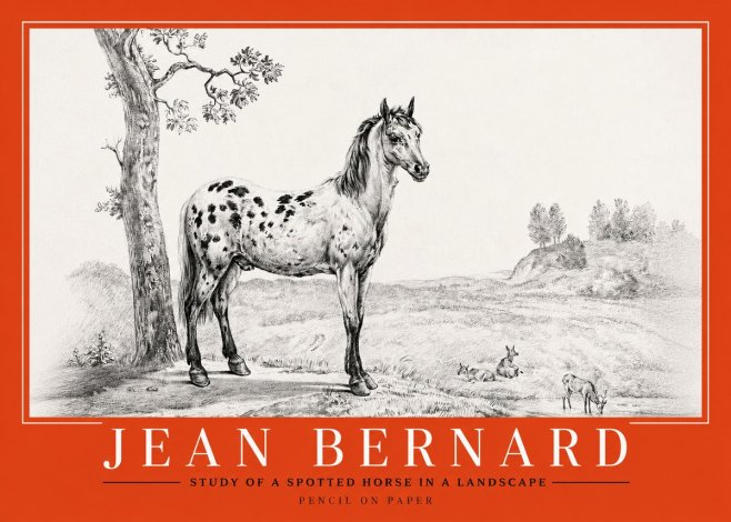 Jean Bernard Study of a Spotted Horse in a Landscape No2 - Póster