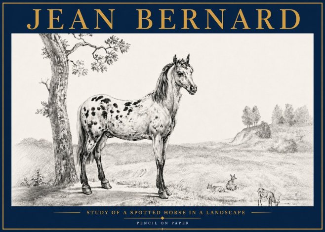 Jean Bernard Study of a Spotted Horse in a Landscape No5 - Póster