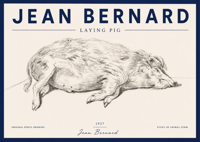 Jean Bernard Laying Pig No4 - Póster
