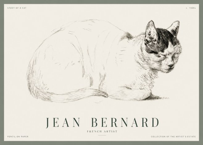 Jean Bernard Study of a Cat III No1 - Póster