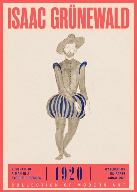 Isaac Grünewald Portrait of a Man in a Striped Breeches No2 - Póster