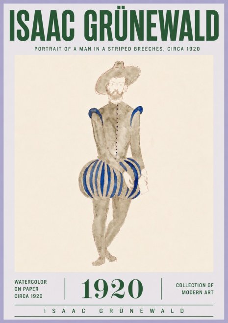 Isaac Grünewald Portrait of a Man in a Striped Breeches No4 - Póster