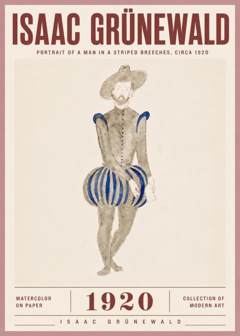 Isaac Grünewald Portrait of a Man in a Striped Breeches No5 - Póster