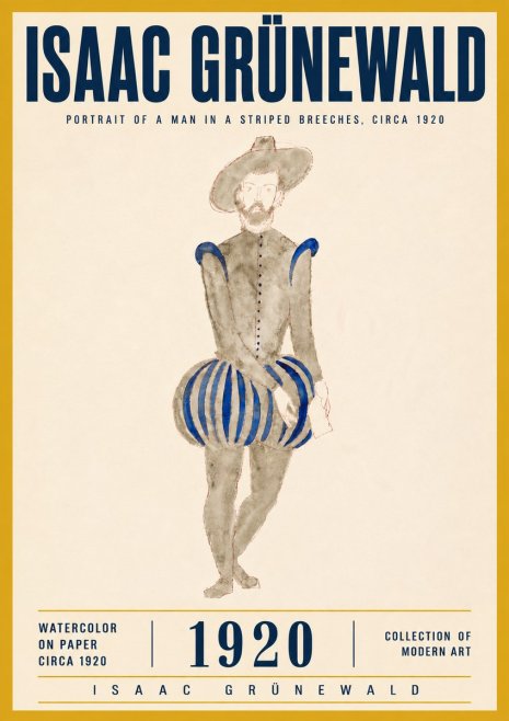 Isaac Grünewald Portrait of a Man in a Striped Breeches No6 - Póster