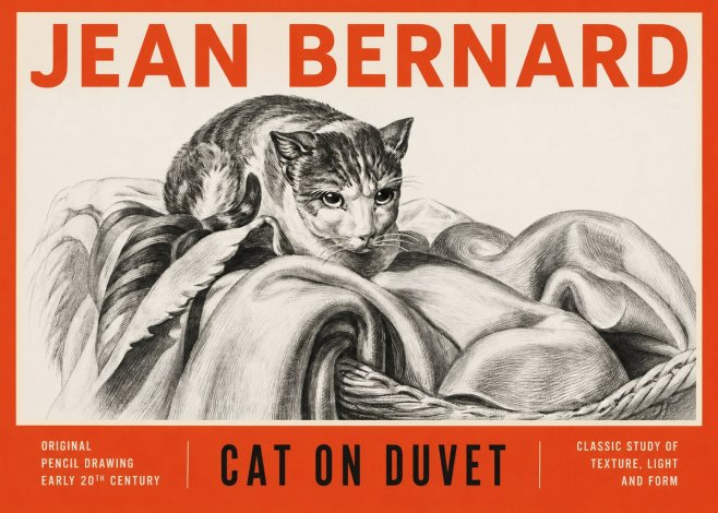 Jean Bernard Cat on a Blanket No4 - Póster