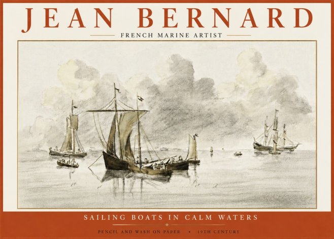 Jean Bernard Sailing Boats in Calm Waters No5 - Póster