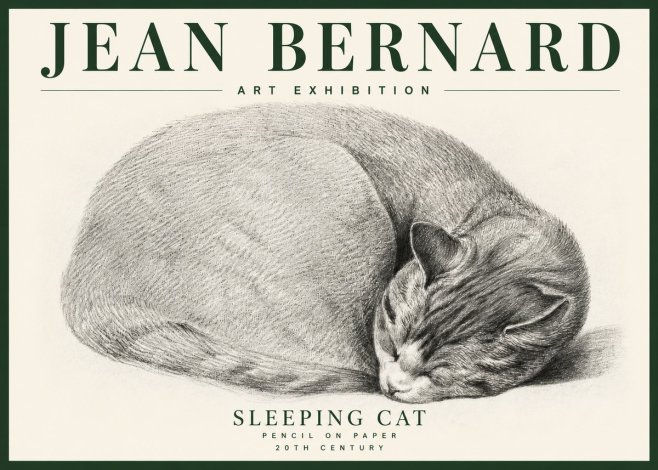 Jean Bernard Sleeping Cat IX No4 - Póster