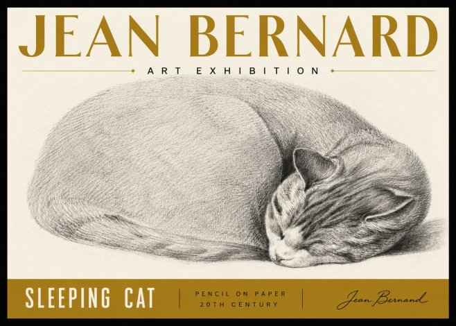 Jean Bernard Sleeping Cat IX No6 - Póster
