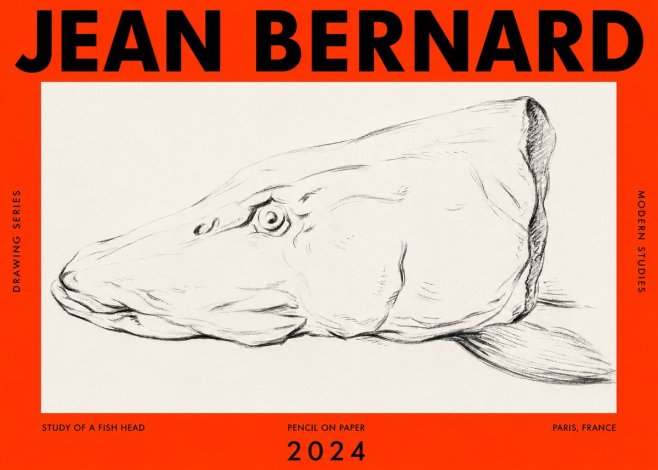 Jean Bernard Study of a Fish Head No2 - Póster