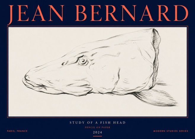 Jean Bernard Study of a Fish Head No3 - Póster