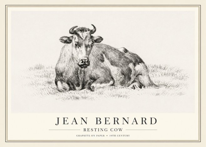 Jean Bernard Resting Cow V No1 - Póster