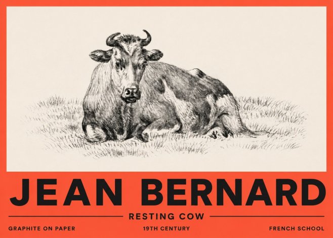 Jean Bernard Resting Cow V No2 - Póster