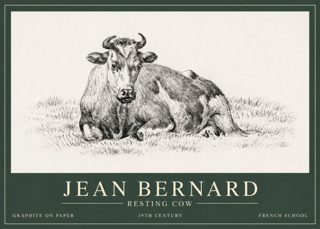 Jean Bernard Resting Cow V No3 - Póster