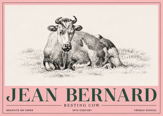 Jean Bernard Resting Cow V No5 - Póster