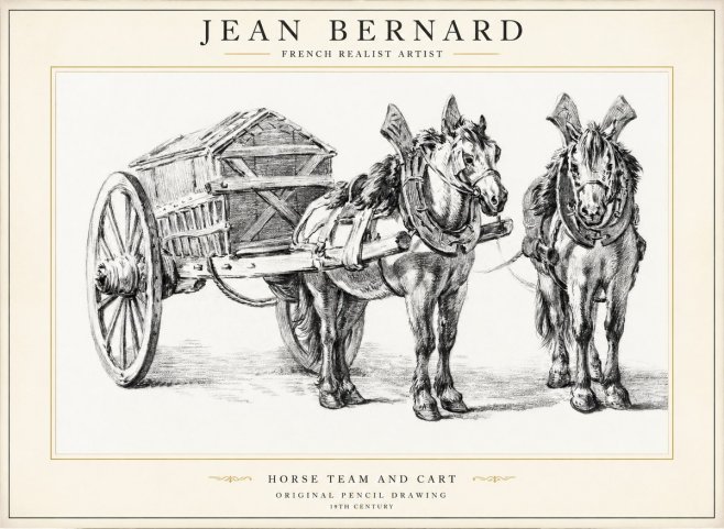 Jean Bernard Horse Team and Cart No1 - Póster