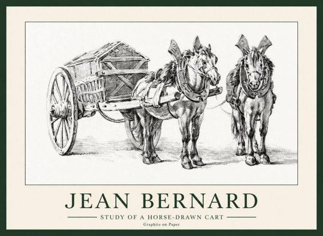 Jean Bernard Horse Team and Cart No2 - Póster