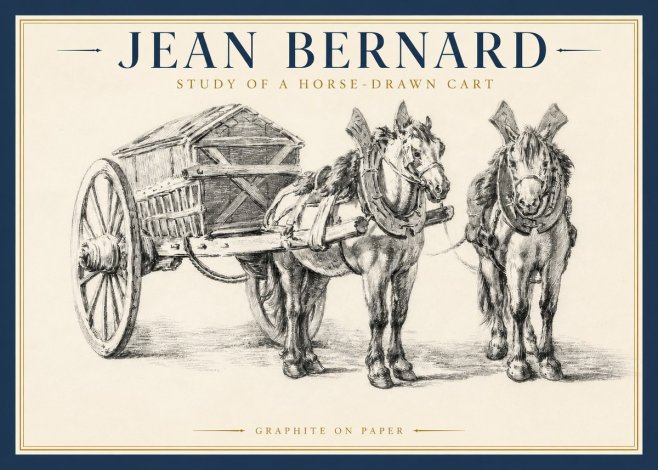 Jean Bernard Horse Team and Cart No4 - Póster
