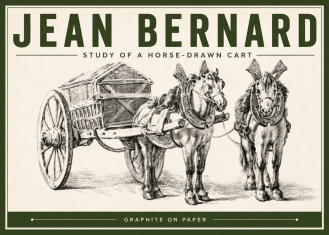 Jean Bernard Horse Team and Cart No6 - Póster