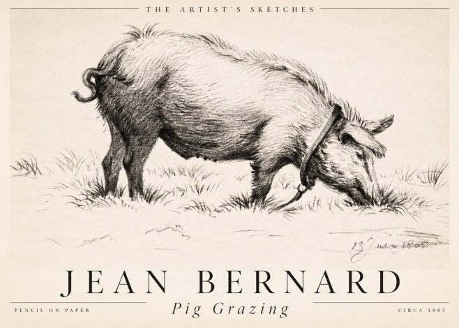 Jean Bernard Pig Grazing No2 - Póster