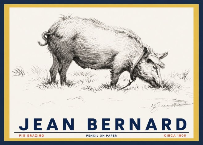 Jean Bernard Pig Grazing No3 - Póster