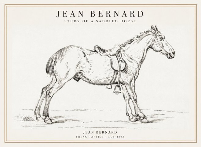 Jean Bernard Study of a Saddled Horse No1 - Póster