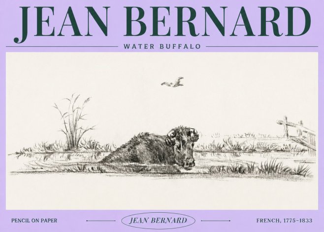 Jean Bernard Study of a Water Buffalo No4 - Póster