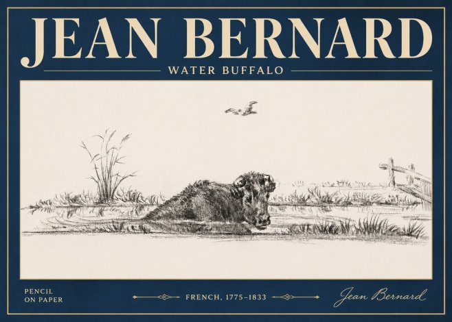 Jean Bernard Study of a Water Buffalo No5 - Póster