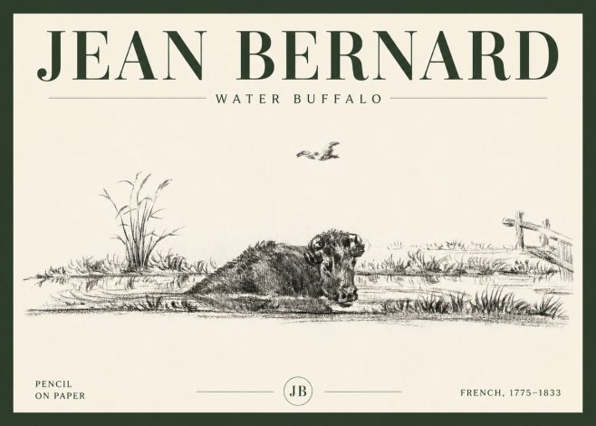 Jean Bernard Study of a Water Buffalo No6 - Póster