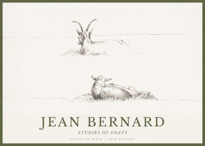 Jean Bernard Two Goats Resting No2 - Póster