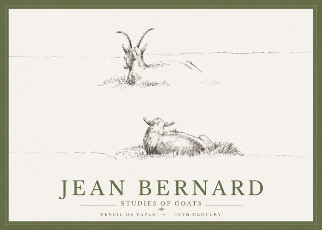Jean Bernard Two Goats Resting No5 - Póster