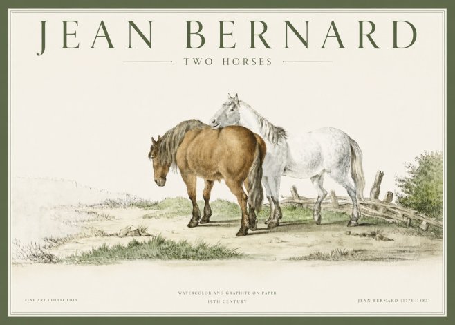 Jean Bernard Two Horses II No3 - Póster