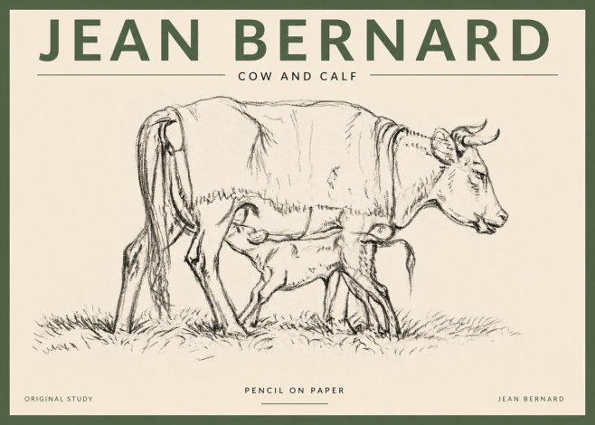 Jean Bernard Cow and Calf II No3 - Póster