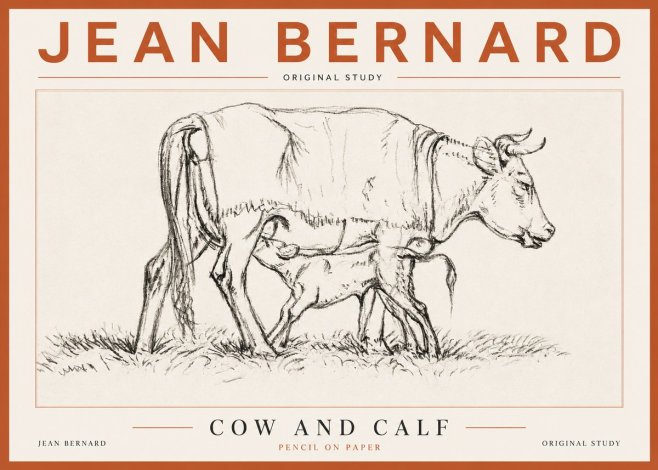 Jean Bernard Cow and Calf II No5 - Póster