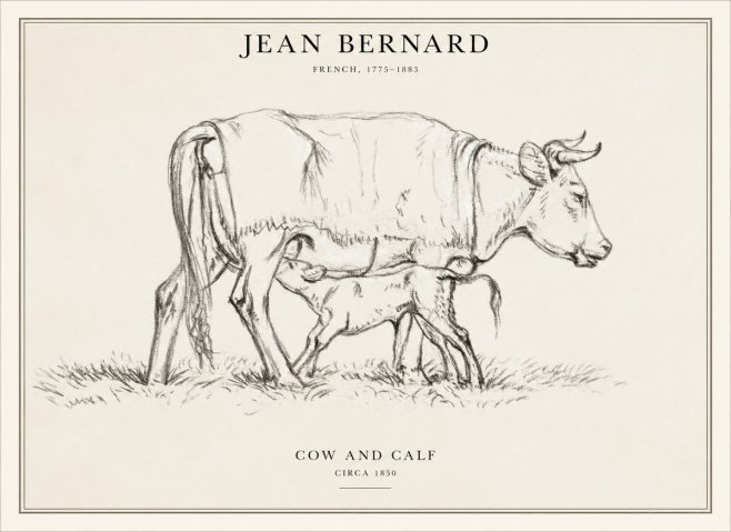 Jean Bernard Cow and Calf II No6 - Póster