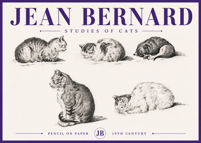 Jean Bernard Studies of Cats No5 - Póster