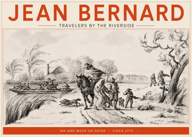 Jean Bernard Travelers by the Riverside No5 - Póster
