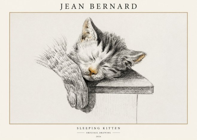 Jean Bernard Sleeping Kitten No1 - Póster