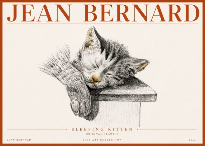 Jean Bernard Sleeping Kitten No4 - Póster