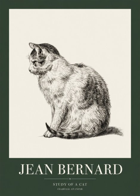 Jean Bernard Study of a Cat IV No1 - Póster