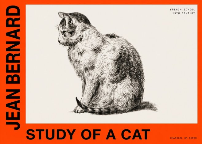 Jean Bernard Study of a Cat IV No6 - Póster
