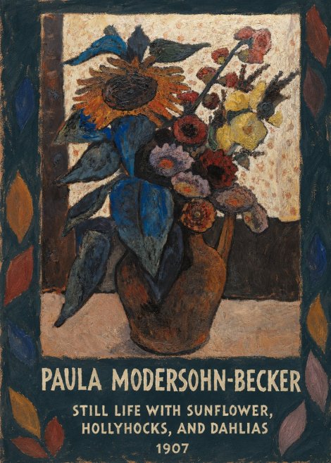 Paula Modersohn-Becker Still Life with Sunflower, Hollyhocks, and Dahlias No4 - Póster