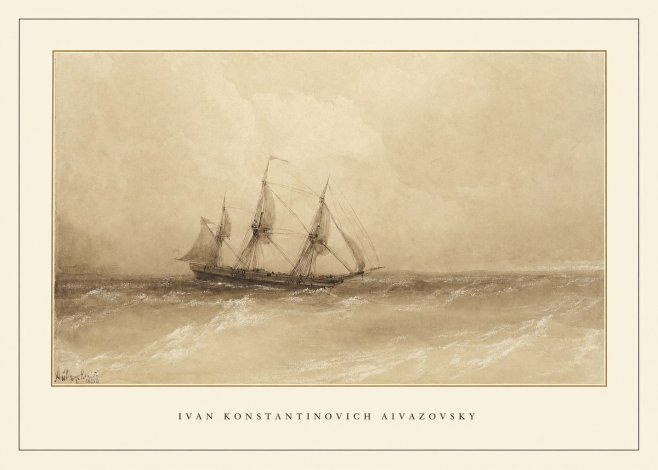 Ivan Konstantinovich Aivazovsky Sailing Ship, 1843 No4 - Póster