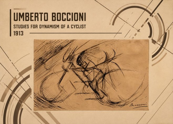 Umberto Boccioni Studies for Dynamism of a Cyclist No3 - Póster